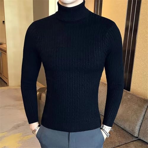 Men Winter Fashion Knitted Sweaters Wool Turtleneck Long Sleeve Top Slim High Neck Sweater3