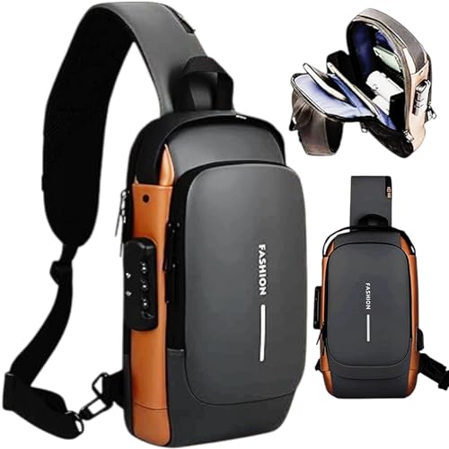 Image of KAVANA Chest Bag for Men with USB Charging Port | Anti-Theft Crossbody Sling Bag for Men | Travel Shoulder USB Sling Bag | Sports Messenger Bag | Side Bag Casual Daily Use Bag Water Resistance