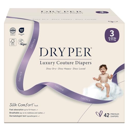 Image of Baby Diaper, DRYPER Disposable Diaper Newborn Nappies Size 3 (13-24 lbs), 3D Leak Guards & Wetness Indicator, Ultra-Soft & Thin, Fast Water Absorption,42 Nappies