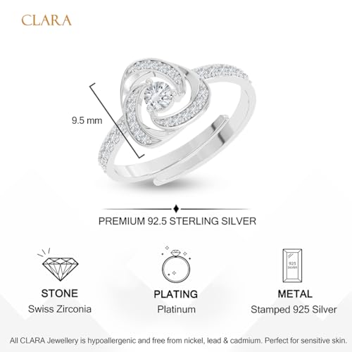 Image of Clara 925 Sterling Silver Bianca Solitaire Pendant Earrings Chain Bracelet Ring Jewellery Set for Women & Girls| Platinum Plated | Gift for her
