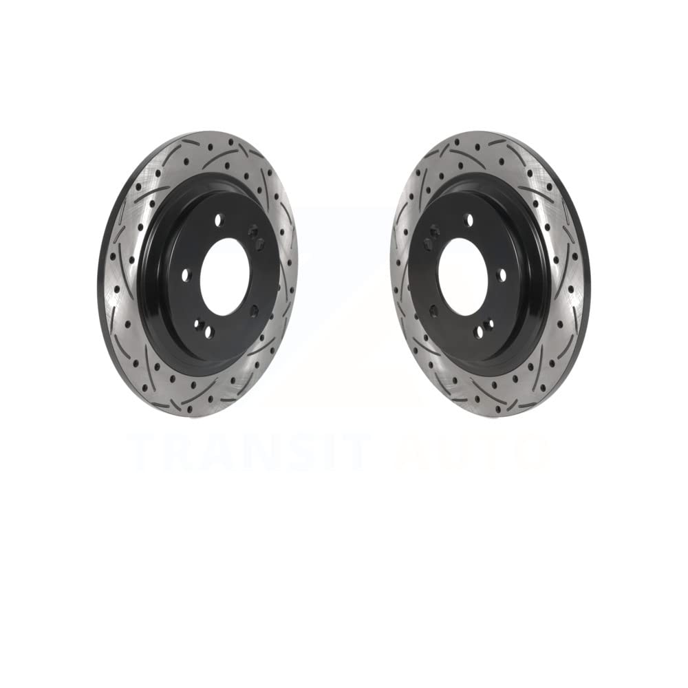 Rear Coated Drilled Slotted Disc Brake Rotors Pair For Kia Optima Hyundai Sonata Niro Ioniq Cadenza Elantra GT Azera Soul EV K5 Forte Forte5 KD-100545