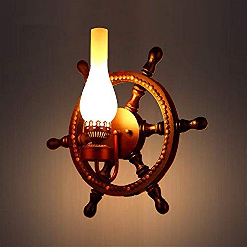 Lampe murale gracieuse rétro en bois véritable E27 style hôtel
