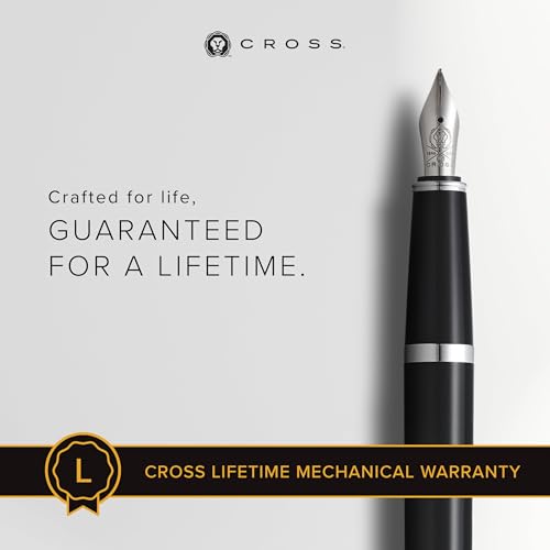 Image of Cross Bailey Light Polished Black Resin Fountain Pen - Medium Nib, Polished Chrome Accents, Smooth Writing, Luxury Gift Boxed
