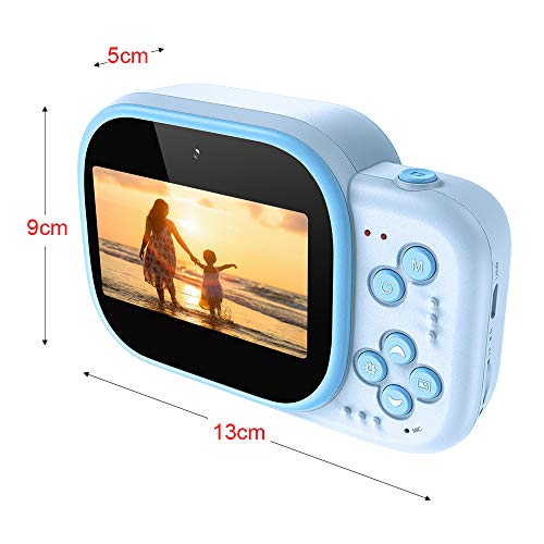 Câmera de vídeo digital Andoer Kids com impressão instantânea, tela grande de 3 polegadas, 1080p 12
