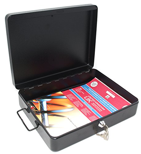 Lockable Document Storage Box 12 Inch (30cm) Steel Security Box with Bolt Down Floor Mounting Kit for Documents Medication and Valuables