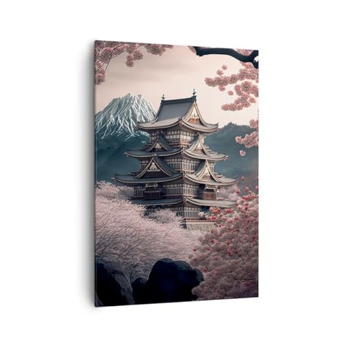 Moderne Impression sur Toile 70x100cm Image Tableau Decoration Murale Asie Japon Cerise Japonaise Grand Tableaux Decoratifs Muraux Chambre Cuisine Vertical Deco Cadre...