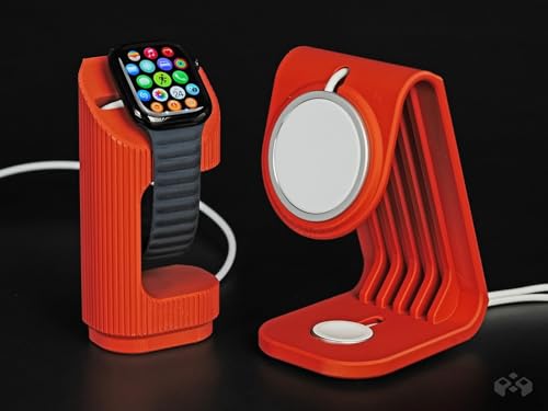 Image of Wireless 3 in 1 Charger Orange | Foldable Charging Station for iPhone, for AirPods, for Apple Watch | Qi2 Fast Charging Stand | Portable Travel Dock for iPhone 17 16 15 14 13 12 Series (Orange)