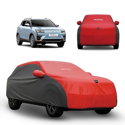 Image of PROTEGO Prime Series India's 1st Anti-Tear Car Cover for Mahindra XUV 400 | Heavy-Duty, Custom Fit, All Weather Protection | 100% Waterproof, Windproof & Hail Resistant | 2-Year Warranty | Red + Black