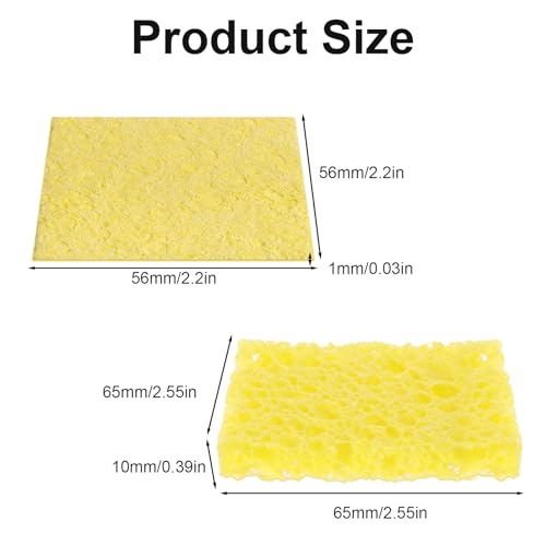 Image of 10 Pcs Soldering Iron Cleaning Sponge, 5 x 4 cm Square Replacement Solder Sponge High Temperature Sponges Solder Tips Cleaning Pads Sponges Soldering Accessories (Yellow)