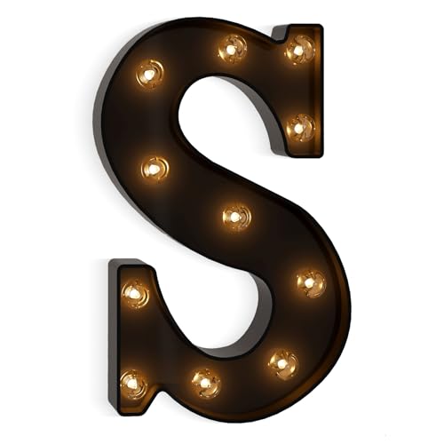 Marquee Letters for Wall Decor - Light Up LED Alphabet Letters S Black - Christmas, Bachelorette, Retirement, Engagement Party Decorations - Marry Me