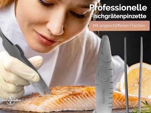 Foto von Grätenzange Grätenpinzette Fischpinzette Spülmaschinenfest Küchenpinzette Pinzette für die Küche zur Grätenentfernung als Grätenentferner
