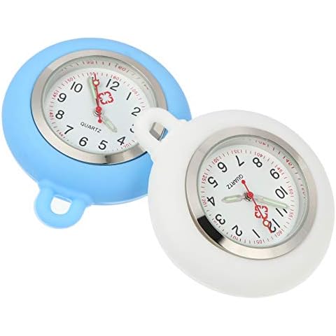 ibasenice Nurse Fob Watch Silicone Digital Nurses Watch Clip- on Hanging Lapel Nurse Watch with Silicone Cover Brooch Badge Reel Paramedic Medical Brooch Fob Watch for Nurses Doctors (2PCS) Cover