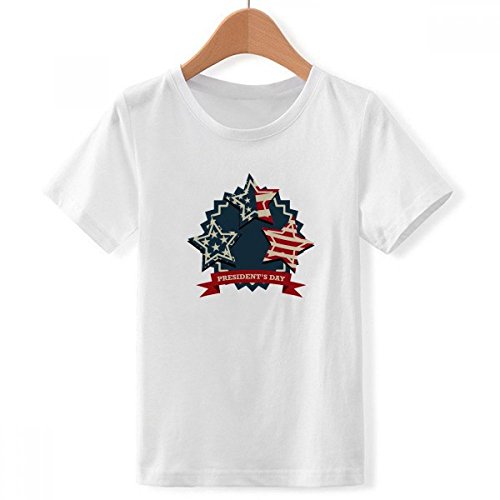 T-Shirt Blanc Garçon XX-Grand Imprimé Multicolore Festival de Drapeau Présidentiel