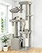 Kratzbaum Groß, Kratzbaum Grosse Katzen Stabil 170 cm hoch - Katzenbaum XL, Mehrstöckiger Katzenbaum Grau mit 4 Kratzsäulen, 6 Plüschbälle, Plattformen, Höhlen, Hängematte - Cat Tree Tower