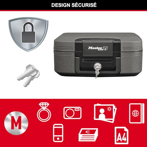 Coffre fort anti feu triple protection Master Lock étanche 16,8cm - 6