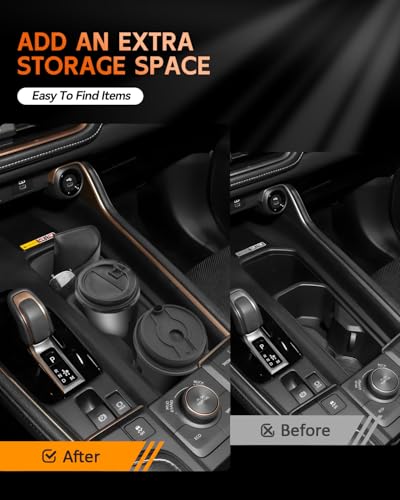 Image of CDEFG 2PCS for 2024 2025 2026 Toyota Grand Highlander Center Console Cup Holder Insert - Gearshift Side TPE Pocket Organizer Storage Box Accessories