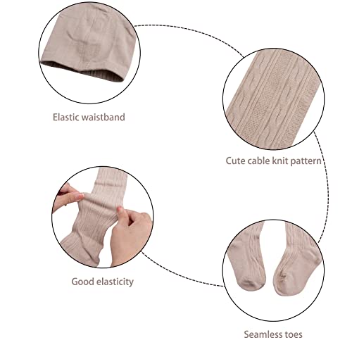 Looching 5 Pack Baby Girls Cable Knit Tights Toddler Kids Cotton Leggings Stocking Pants Footed Pantyhose for 1-8 Years2