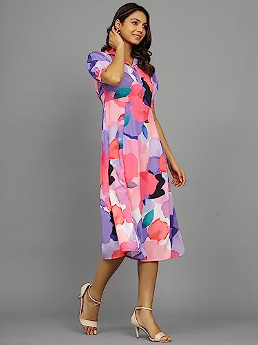 Image of Ravaiyaa - Attitude is everything Womens Soft Crepe Silk Casual Dress Summer Floral Printed Dress Ladies Tank Midi Sundress