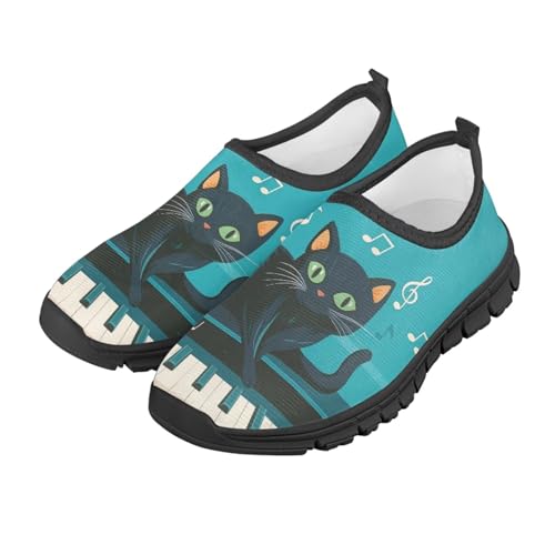 Water Shoe for Kids Slip on Sneakers with Black Cat Piano Print Walking Shoes Boys Girls Comfort Sneakers for Tennis Outdoor2