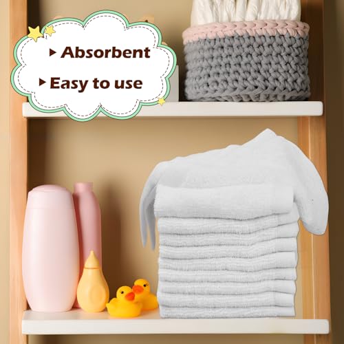 10 Stücke Gesichtshandtücher von Kleinen Quadratischen Kerchieves Gesichtstücher für Kinder Drool Handtücher Bambusfasertücher Wiederverwendbar Weiß 25 * 25 cm