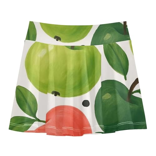 Girls Skorts Athletic Shorts Toddler Tennis Skirts Children School Green Pink Apples 3t