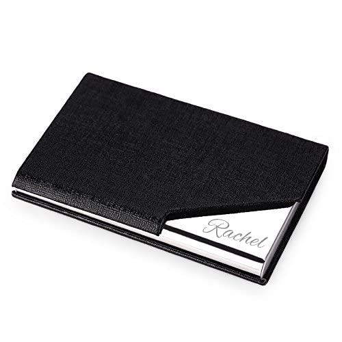 A & L Engraving 38BR Personalized Black Leather Magnetic Business Card Case Holder Engraved Free thumb #3