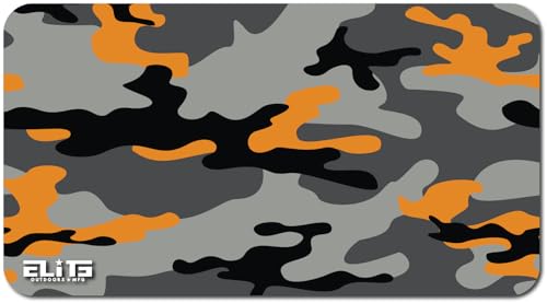 Elite Outdoors MFG | Orange Camo Gun Cleaning Mat | Classic Camouflage Design | Black, Orange & Grey Shades | Made in The USA | Size 12x22 inches
