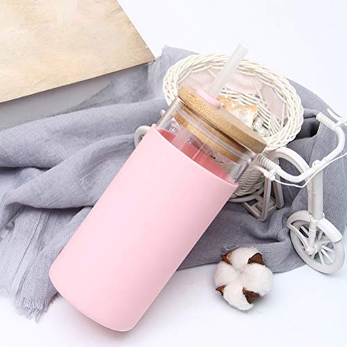 Yumira Vaso de cristal para café con pajita y tapa, 500 ml, transparente, ideal para café helado, agua, batidos. - Imagen 3