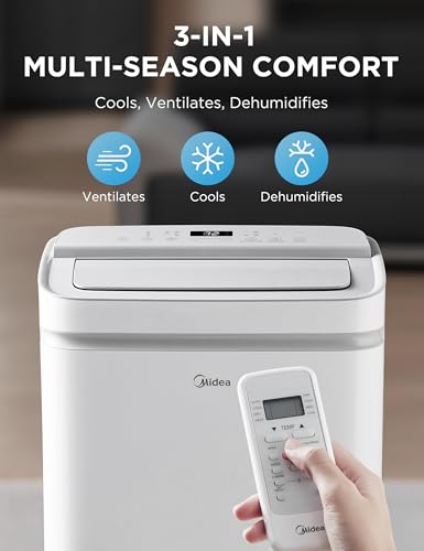 Image of Midea 12,000 BTU ASHRAE (8,000 BTU DOE /SACC) Portable Air Conditioner, Cools up to 350 Sq.Ft., with Dehumidifier & Fan mode, Control with Remote, Amazon Alexa & Google Assistant, 2026 NEW