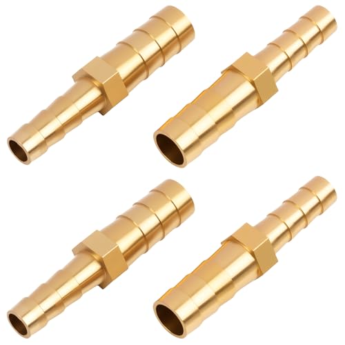 4 Pièces Raccords Cannelés Droits, Raccords Réducteurs Droit en Laiton 8mm à 6mm, Connecteurs Barbelés pour Tuyaux Air Eau Huile Carburant, Raccord Durite...