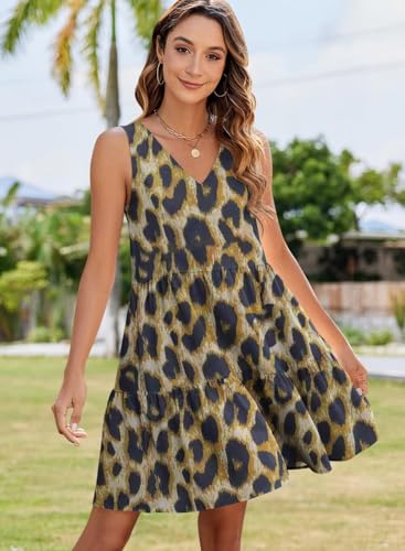 Image of QACOHU Women's Summer Sleeveless V Neck Mini Dress with Pockets Casual Sundress Beach Dresses for Women 2026