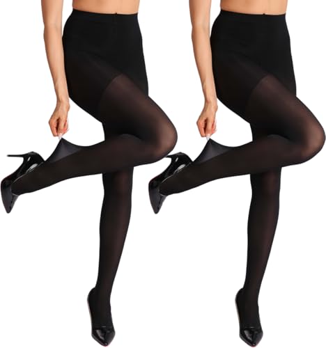 ARMOROSE 2 Pairs Indestructible Tights for Women,Rip Resistant Pantyhose, 40D Semi Sheer T-Crotch High Waist Tights