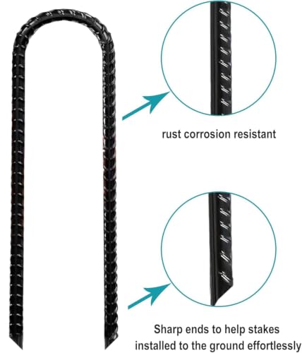 Image of Eurmax USA 12-Pack U-Shape Ground Stakes,Rust-Proof Galvanized Steel Ground Anchors,Commercial Trampoline Stakes for High Winds,Secure Anti-Flip Tie Down for Soccer Goals,Swing Sets,Fences&Playsets