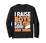 sushi cuisine chef - funny i raises boys on love and sushi maglia a manica
