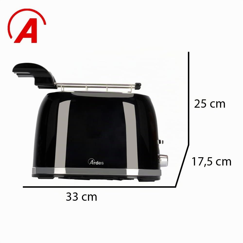 Ardes PRESTIGE ARTOAST03 – Tostapane con pinze per toast ripieni, 7 livelli di doratura, 2 timer, vassoio raccogli briciole rimovibile e design in acciaio inossidabile