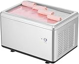 Fried Ice Cream Roll Machine, 19.3" x 14.9" Stir-Fried Ice Cream Pan, Stainless Steel Rolled Ice Cream Maker with Compressor and 2 Scrapers, for Making Ice Cream, Frozen Yogurt, Ice Cream Rolls