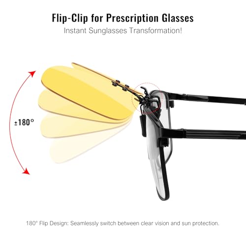 Image of MERRY'S Polarized Clip on Sunglasses Flip Up Metal Clip Attachments for Prescription Glasses