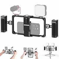 NEEWER Kit Vlogging Rig Telefono Aggiornato, Stabilizzatore Video con Doppia Maniglia, Slot per Clip Mic per Tiktok/YouTube, Compatibile con SmallRig iPhone 16 15 14 13 Pro Max Galaxy S23, PA009