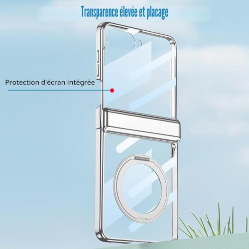 Z Flip 7 coque antichoc argentée transparente qui préserve le design