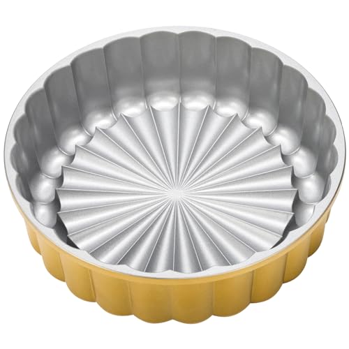 Image of Goaste 9.5 Inch Charlotte Cake Pan, Reusable Fluted Mold, Nonstick Aluminium With Flower Shape for Cheese, Chocolate, Strawberry Shortcake, Brownie Tart Pie