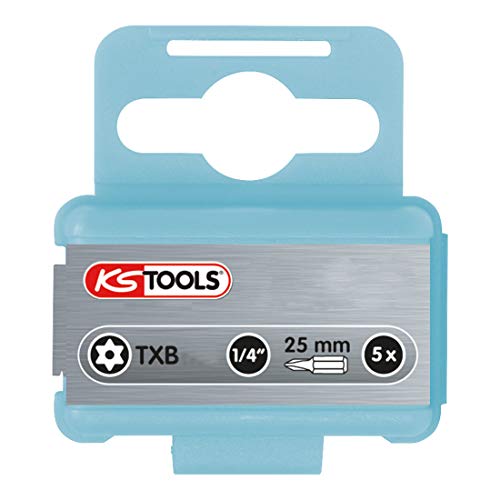 KS Tools 910.2357 1/4" STAINLESS STEEL bit TX tamperproof, 25mm, TB27, pack of 5, Variety pack