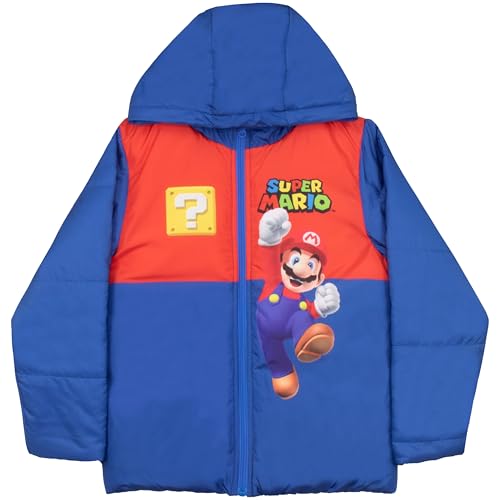 Image of Nintendo Super Mario Bros Winter Jacket for Boys Mario Kart Graphic Print Boys Puffer Winter Coat for Big and Little Kids