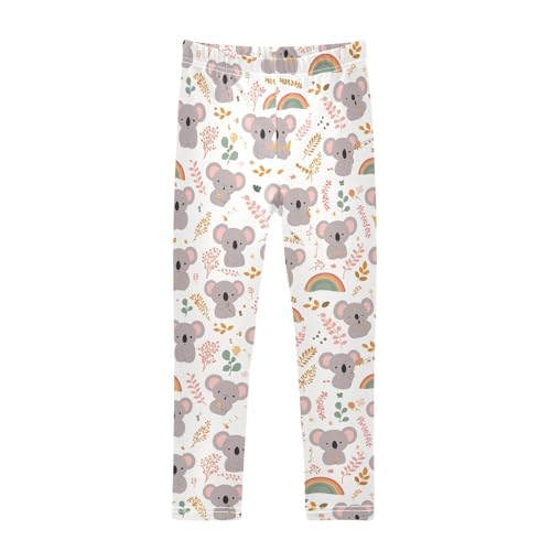 Cute Koalas Girls' Leggings Toddler Doodles Rainbows Kids Yoga Pants Dance Active Tights 4T