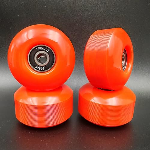 CREAJOY Rodas de skate, 52 mm 95a, conjunto de 4 com rolamentos profissionais (vermelho)