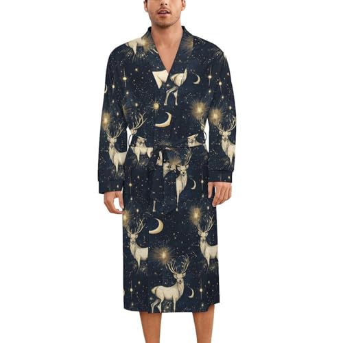 Robe de nuit en soie élan pour homme et femme bleu foncé