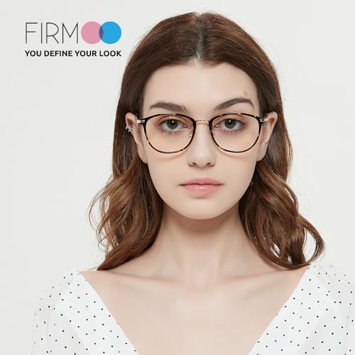 Image of Firmoo Blue Light Glasses, Vintage Overall Round Readers Lightweight Computer Eyewear Frame for Women Men