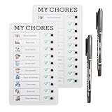 PIQOLA 2 pcs Chore Chart for Kids Multiple Kids ADHD Tools Checklist Board Routine Schedule (My Chores-2pcs)