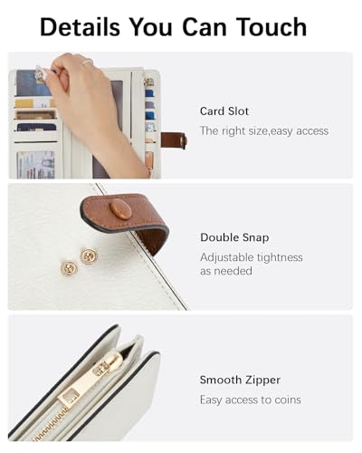 BOSTANTEN Womens Leather Wallets RFID Blocking Large Capacity Trifold Card Holder Ladies Phone Clutch Beige＆Brown4