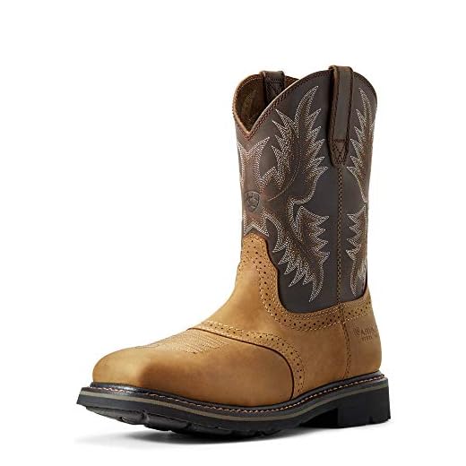 Ariat Mens Sierra Wide Square Toe Steel Toe Work Boot Aged Bark 10.5