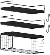 WOCOPIA Black Floating Shelves Wall Mounted, Bathroom Shelves Over Toilet with Toilet Paper Baske...